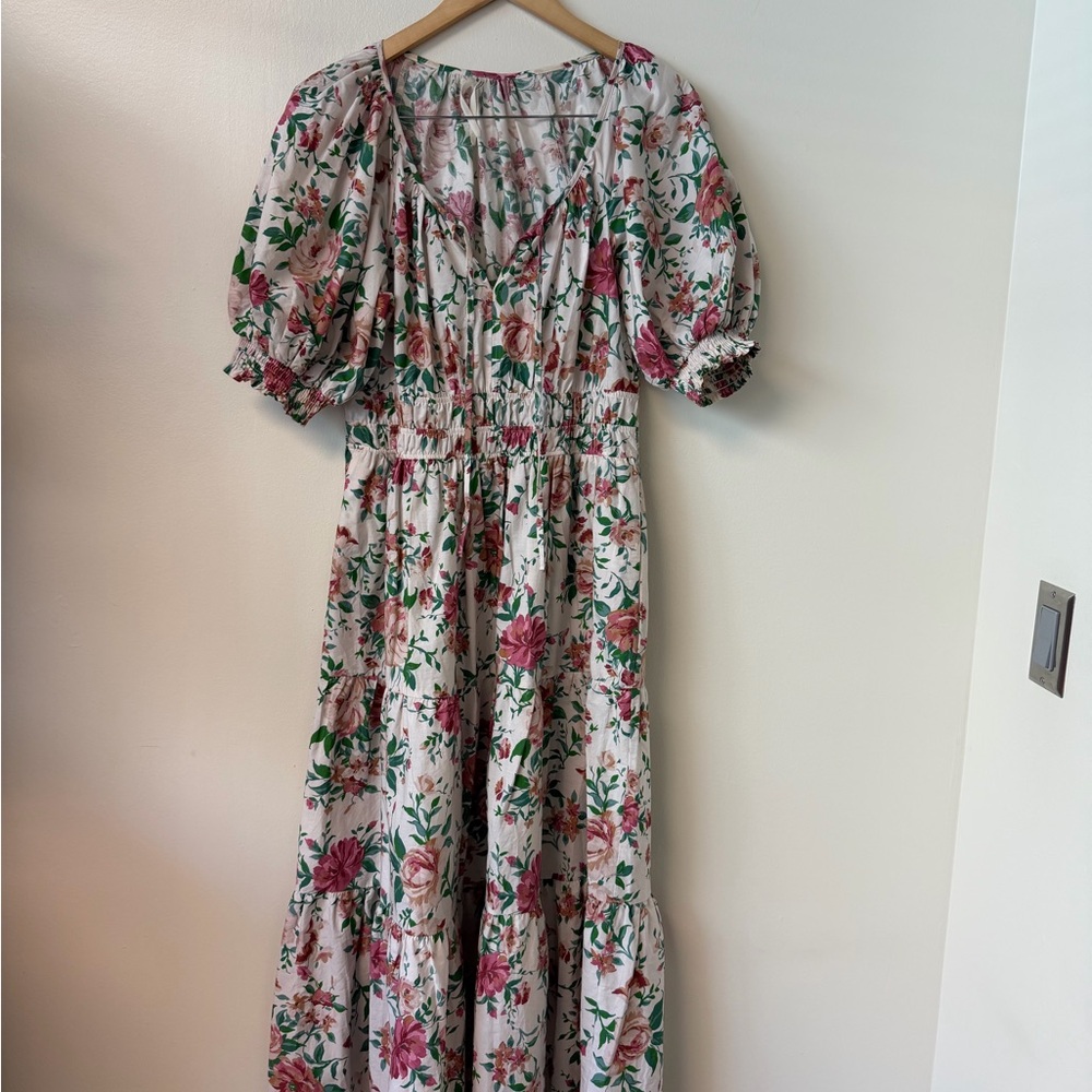 Floral Pink and Green Women's Dress - Picture 4 of 4